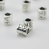 20pcs Antique Silver Love Charm Beads for Jewelry - Big Hole Beads