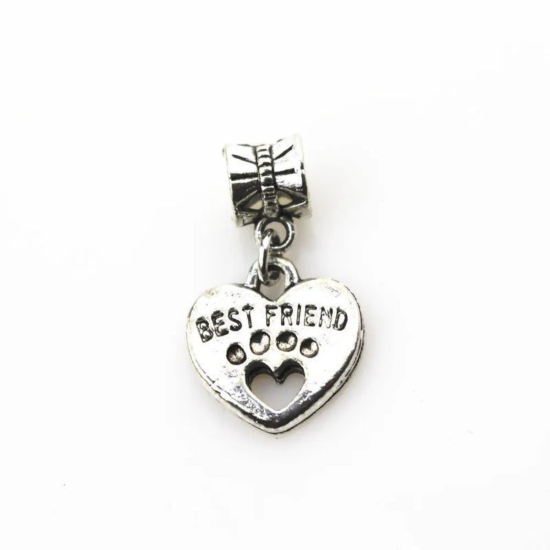 20pcs/lot Heart Dangle Charms European Beads DIY Jewelry