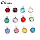 20pcs Birthstone Charms 8mm DIY Jewelry Making Silver Plated