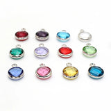 20pcs Birthstone Charms 8mm DIY Jewelry Making Silver Plated