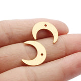 20pcs Raw Brass Flat Moon Pendant Charms for Earring Jewelry Making
