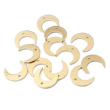 20pcs Raw Brass Flat Moon Pendant Charms for Earring Jewelry Making