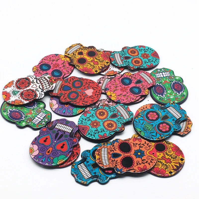 20pcs Sugar Skull Halloween Charms for Jewelry Making Calavera Skeleton Acrylic