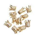 20pcs Zirconia Paved Crown Spacers Beads Girl Jewelry Making Accessory