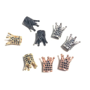 20pcs Zirconia Paved Crown Spacers Beads Girl Jewelry Making Accessory