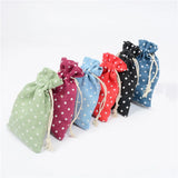 20pcs Colorful Dots Cotton Linen Gift Bags 10x14cm Party Drawstring Bags