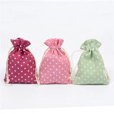 20pcs Colorful Dots Cotton Linen Gift Bags 10x14cm Party Drawstring Bags