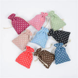 20pcs Colorful Dots Cotton Linen Gift Bags 10x14cm Party Drawstring Bags