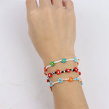 Daisy Flower Beaded Bracelet Mix Elastic Stretch Wristband Bangle Jewelry
