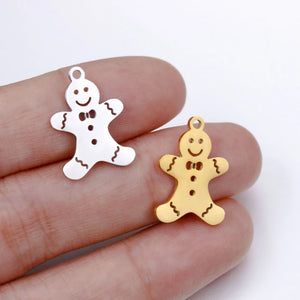 20pcs Gingerbread Man Charms Stainless Steel for DIY Earrings