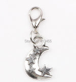 20pcs Moon & Star Floating Locket Pendant Charms DIY with Lobster Clasp
