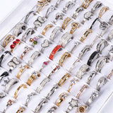 20pcs Colorful Crystal Rhinestone Heart Love Rings For Women Wedding Jewelry