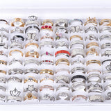 20pcs Colorful Crystal Rhinestone Heart Love Rings For Women Wedding Jewelry