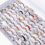 20pcs Colorful Crystal Rhinestone Heart Love Rings For Women Wedding Jewelry