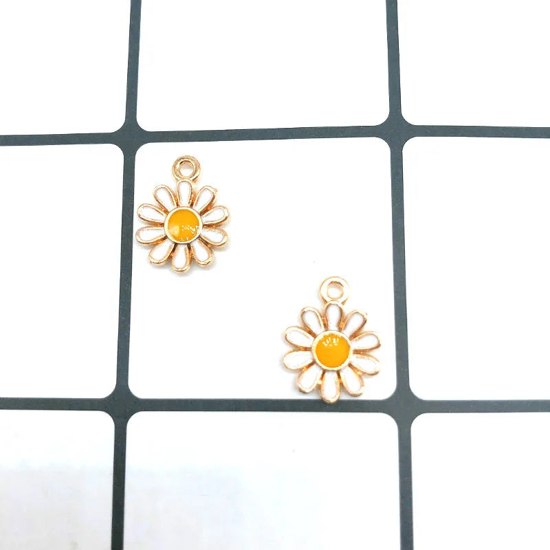 20pcs Colorful Flowers Charms Enamel Flower Pendant Jewelry Accessories
