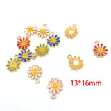 20pcs Colorful Flowers Charms Enamel Flower Pendant Jewelry Accessories
