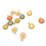 20pcs Colorful Flowers Charms Enamel Flower Pendant Jewelry Accessories