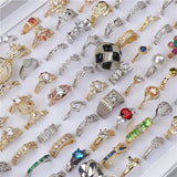Micro-Inlaid Zircon Rings 20pcs Mix Style Silver Wedding Engagement Jewelry