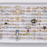 Micro-Inlaid Zircon Rings 20pcs Mix Style Silver Wedding Engagement Jewelry