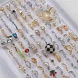 Micro-Inlaid Zircon Rings 20pcs Mix Style Silver Wedding Engagement Jewelry
