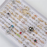 Micro-Inlaid Zircon Rings 20pcs Mix Style Silver Wedding Engagement Jewelry