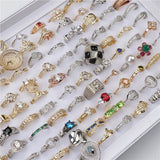 Micro-Inlaid Zircon Rings 20pcs Mix Style Silver Wedding Engagement Jewelry