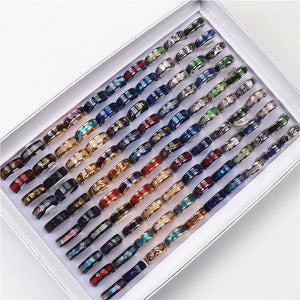Multicolor Shell Stainless Steel Rings Mix Style Wedding Party Finger Jewelry