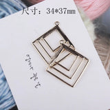 20pcs Square Geometric Shape Pendants DIY Earring Charms 34*37mm