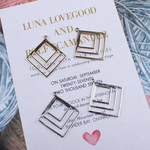 20pcs Square Geometric Shape Pendants DIY Earring Charms 34*37mm