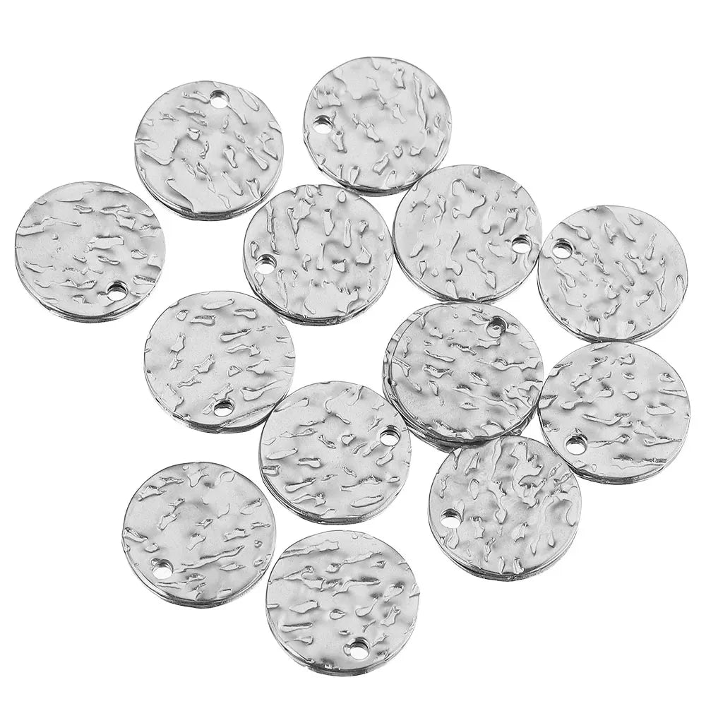 20pcs Stainless Steel Round Charms Blank Coin Beads DIY Necklace Bracelet