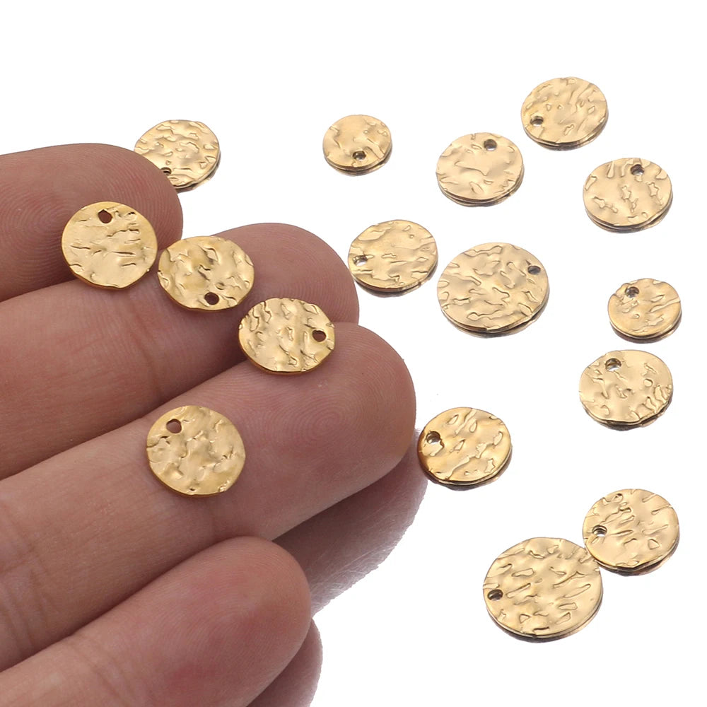 20pcs Stainless Steel Round Charms Blank Coin Beads DIY Necklace Bracelet
