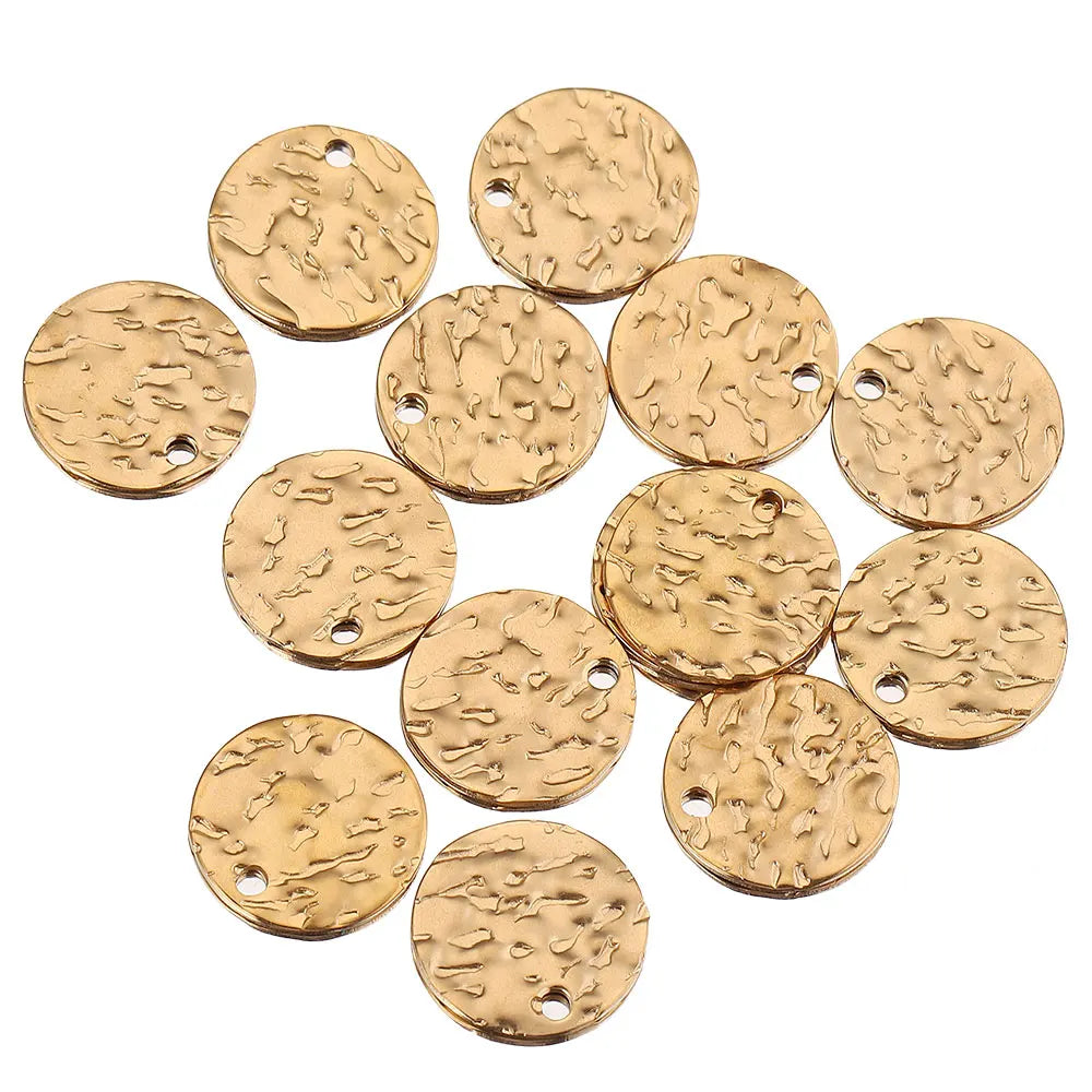 20pcs Stainless Steel Round Charms Blank Coin Beads DIY Necklace Bracelet