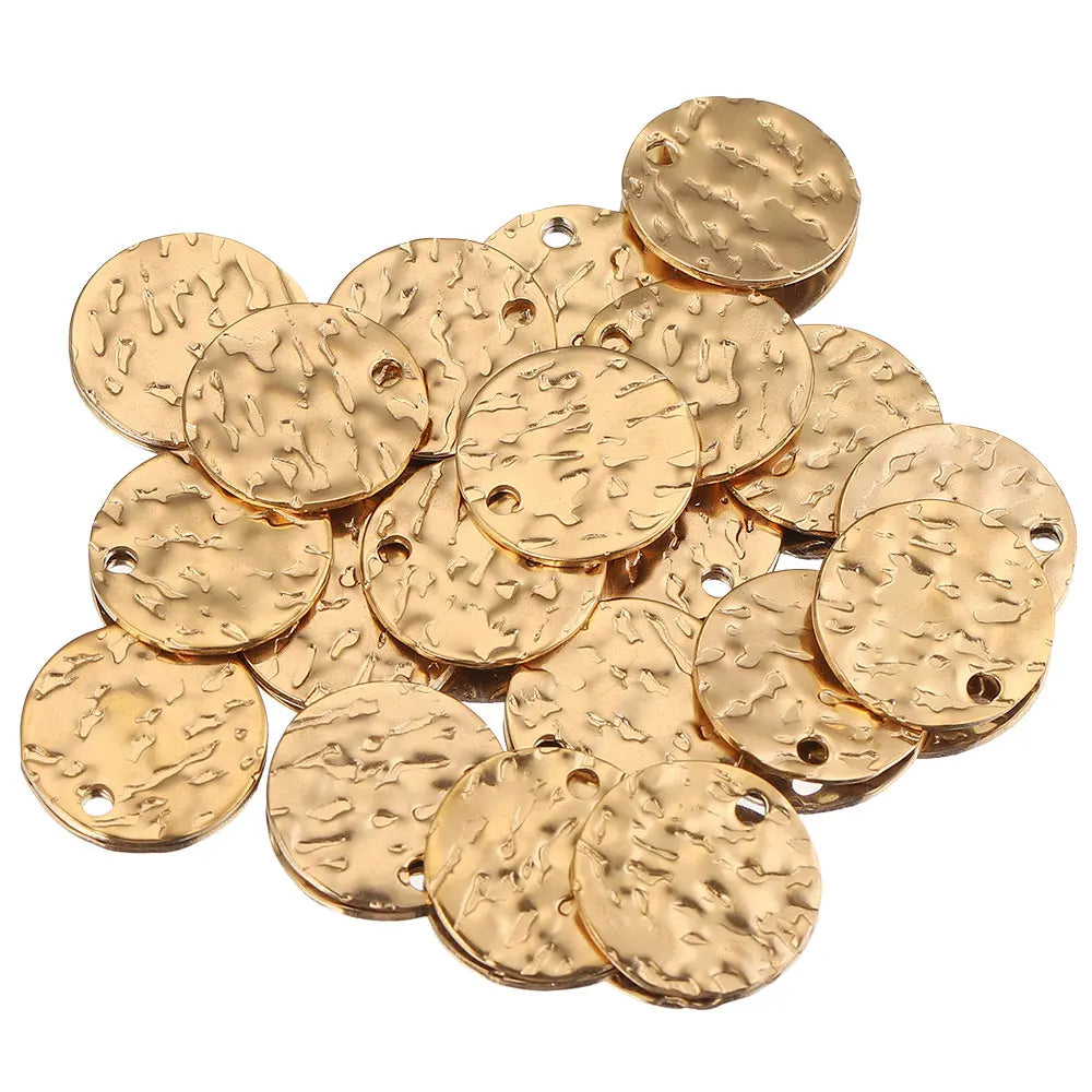 20pcs Stainless Steel Round Charms Blank Coin Beads DIY Necklace Bracelet