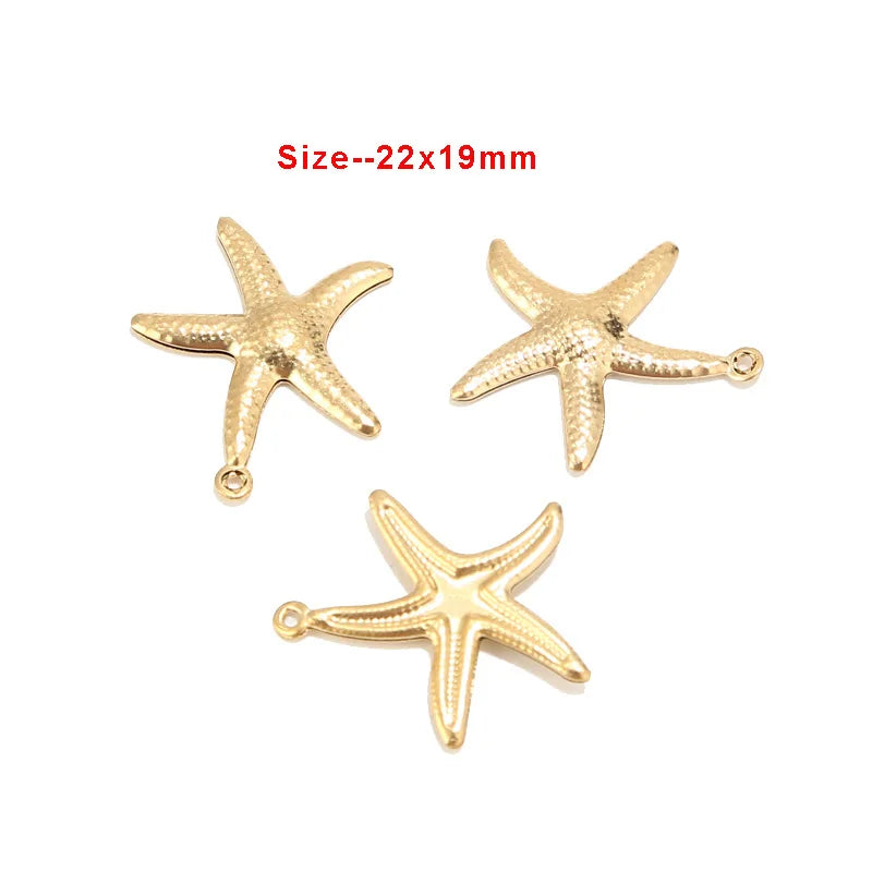 20pcs Gold/Silver Stainless Steel Starfish Sea Star Charms DIY Jewelry Making