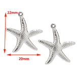 20pcs Gold/Silver Stainless Steel Starfish Sea Star Charms DIY Jewelry Making