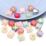 20pcs Golden Lampwork Beads Glazed Butterfly Flower Jewelry Making DIY