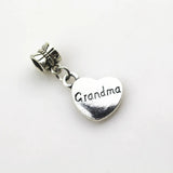 20pcs Heart Grandma Charms Dangle Beads European Pendant DIY Jewelry