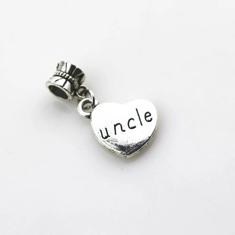 20pcs Heart Uncle Charms Dangle Beads European Pendant DIY Jewelry