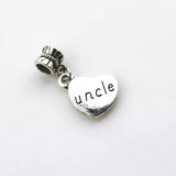 20pcs Heart Uncle Charms Dangle Beads European Pendant DIY Jewelry