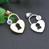 Heart Lock Necklace Pendants Lot - Evil Eye Enamel Charms for DIY Jewelry
