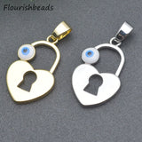 Heart Lock Necklace Pendants Lot - Evil Eye Enamel Charms for DIY Jewelry