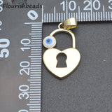 Heart Lock Necklace Pendants Lot - Evil Eye Enamel Charms for DIY Jewelry