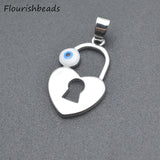 Heart Lock Necklace Pendants Lot - Evil Eye Enamel Charms for DIY Jewelry