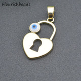 Heart Lock Necklace Pendants Lot - Evil Eye Enamel Charms for DIY Jewelry