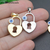 Heart Lock Necklace Pendants Lot - Evil Eye Enamel Charms for DIY Jewelry