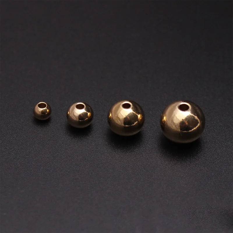 20pcs High Solid Copper Beads 4-9.5mm Round Spacer DIY Jewelry Making