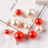20pcs Pearl Beads Crimp End Beads Round Charms DIY Pendant for Jewelry Making