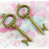 20pcs Key Charms Pendant DIY Metal Jewelry Making Antique Bronze 53x20mm
