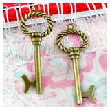 20pcs Key Charms Pendant DIY Metal Jewelry Making Antique Bronze 53x20mm