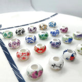 20pcs Lampwork Ceramic Beads 9*14mm Flower Porcelain DIY Jewelry Making